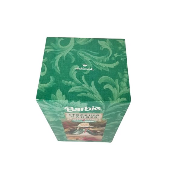 1996 Holiday Barbie Hallmark Stocking Hanger Christmas Green Glitter Vintage - Picture 5 of 10